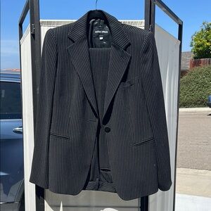 Giorgio Armani Black Suit with Classic Pinstripes